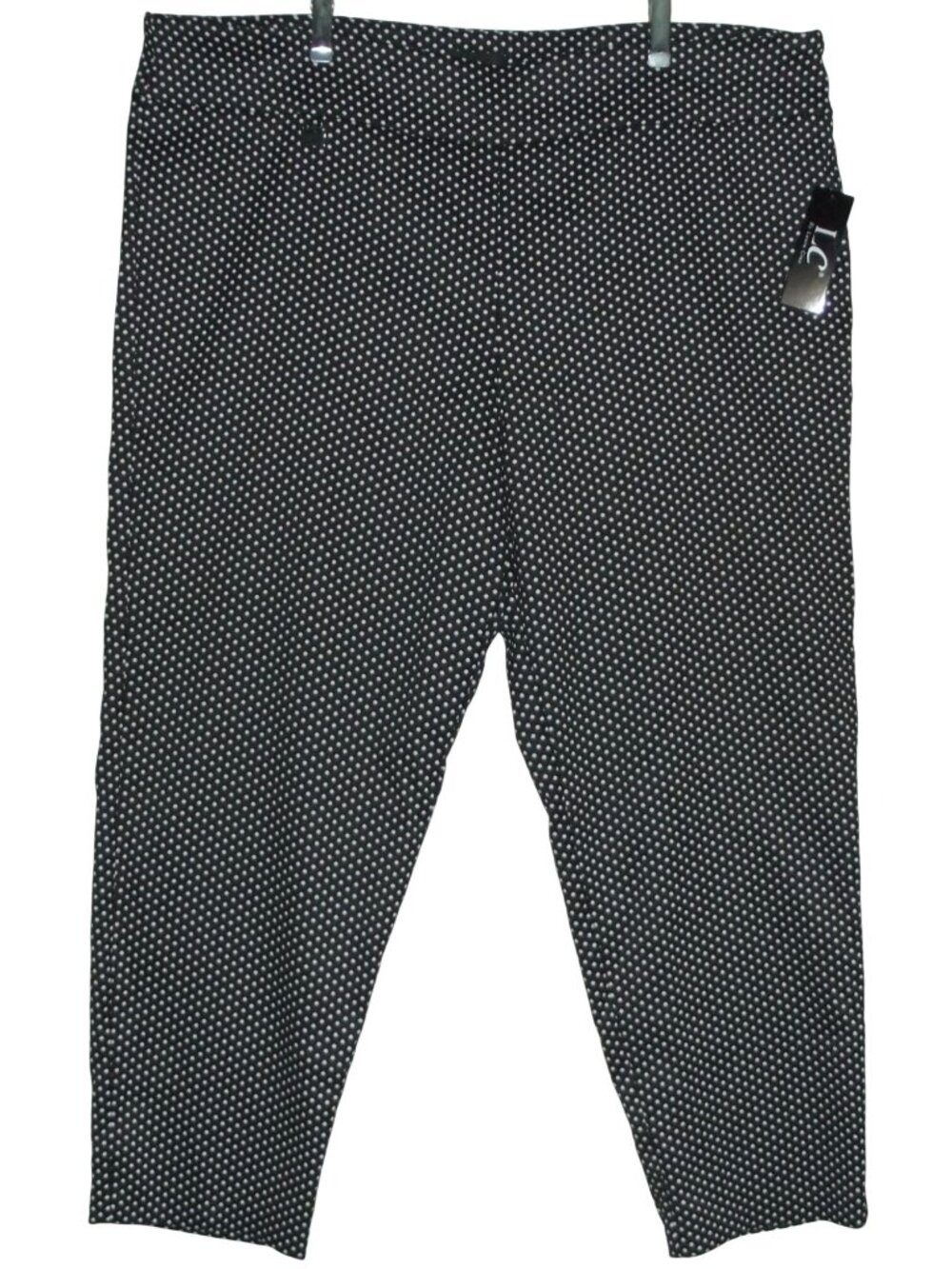 LC Laura Cruz Crop Pants Womens 24 black white polkadot knit Pull On high rise